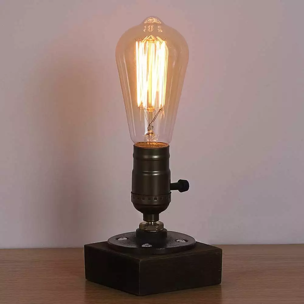 Vintage Lamp - Antique E26 Edison Bulb Industrial Desk Lamp. Minimalist Loft Style Accent (Bulb Not Included)